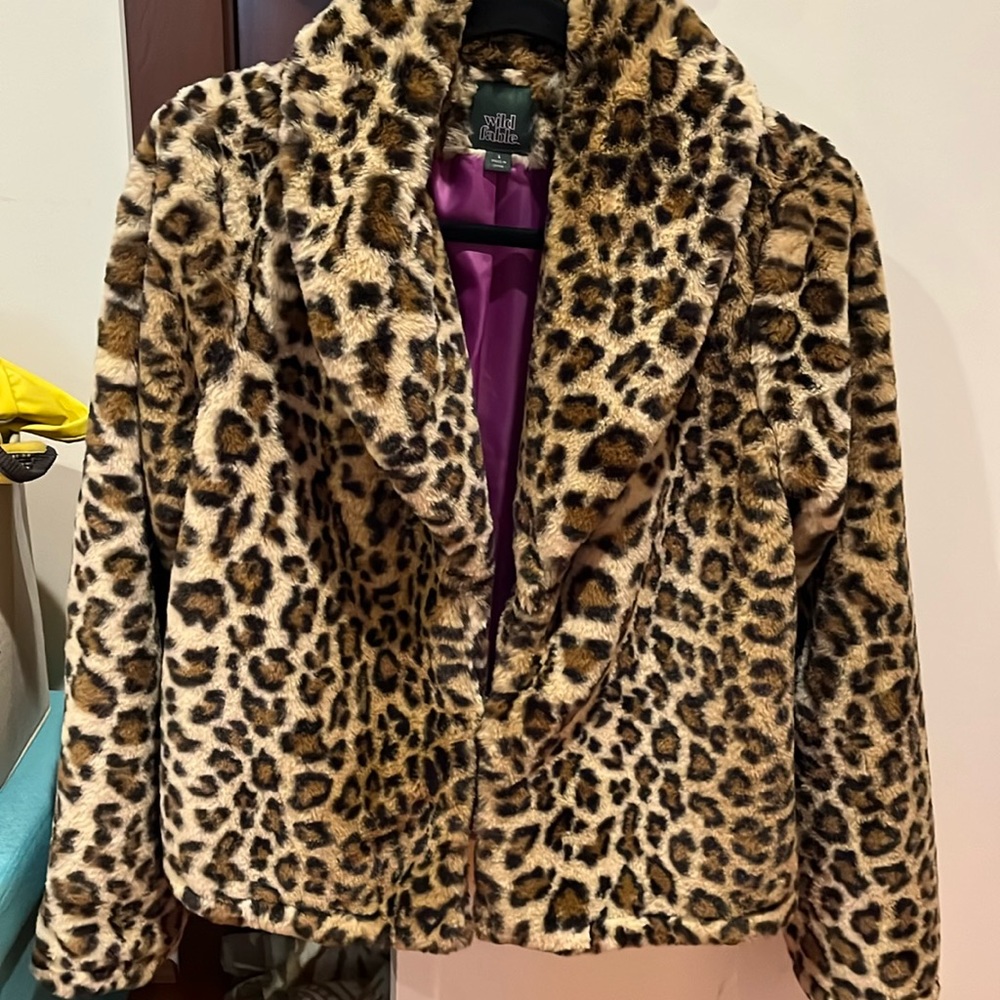 Wild Fable Leopard Crop Coat - S